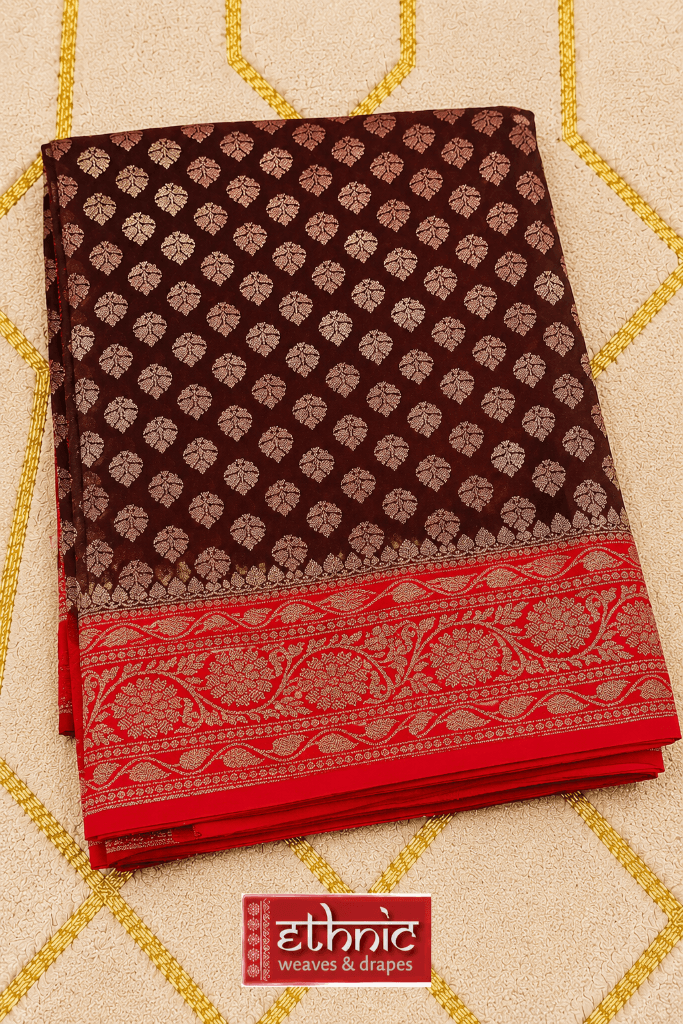 Black & Red Georgette Banarasi