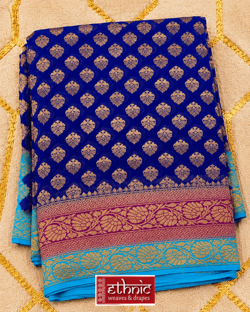 Navy Blue Banarasi saree