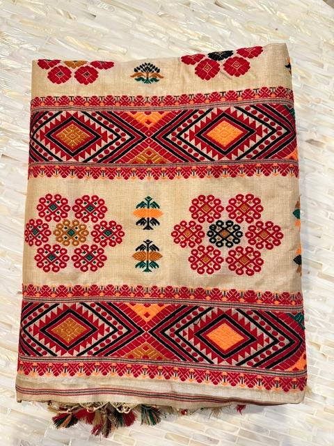 Tussar Silk Saree with Multicolor Seven Sisters Tribal Motifs